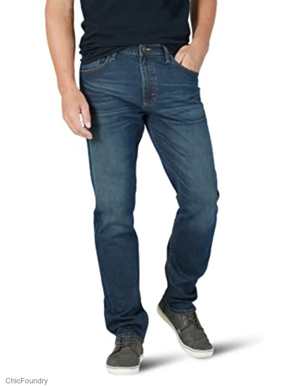 Wrangler Authentics Men's Athletic Fit Stretch Jeans Five Pocket Mid Rise
